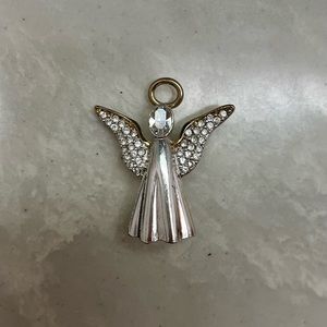 Monet Two Tone Angel Brooch With Crystals In Wings